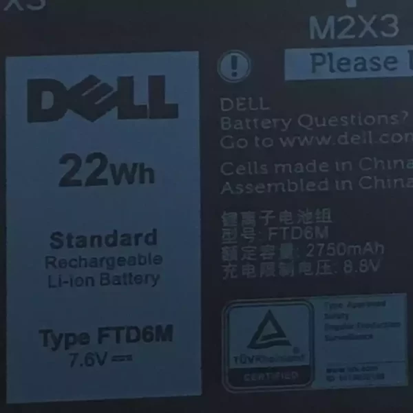 原裝筆電 電池 適用於 [DELL]戴爾 FTD6M：圖片 3