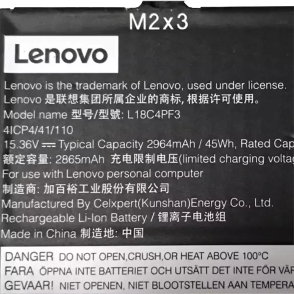原裝筆電 電池 適用於 [LENOVO]聯想 L18C4PF3：圖片 2