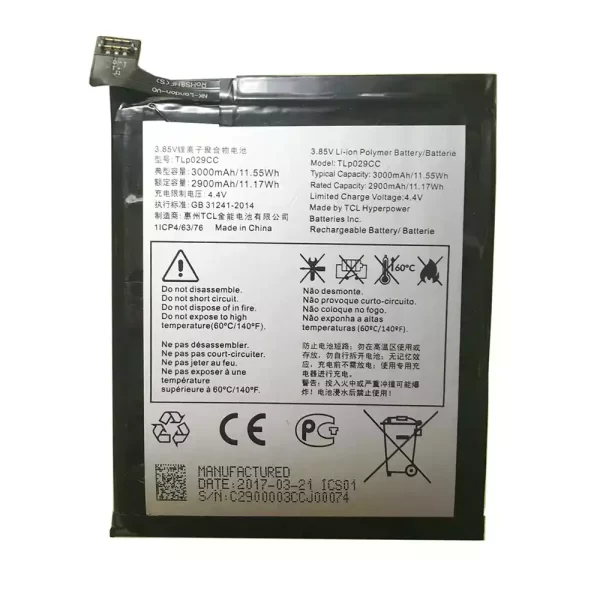原裝電池 TLP029CC 適用於 Alcatel