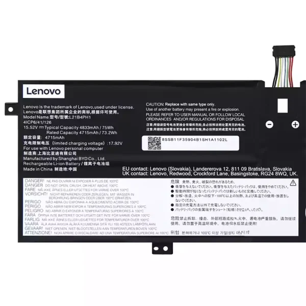 筆電 電池 適用於 [LENOVO]聯想 L21B4PH1 L21C4PH1 L21M4PH1 L21L4PH1 L21D4PH1：圖片 3