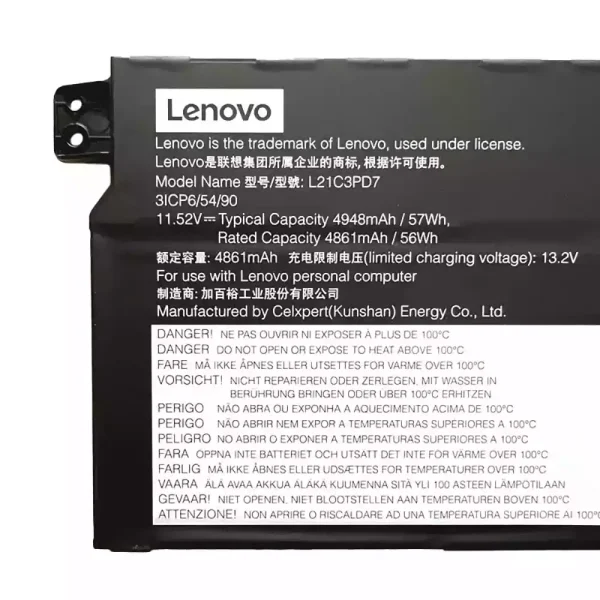 筆電 電池 適用於 [LENOVO]聯想 L21C3PD7 L21M3PD7：圖片 3