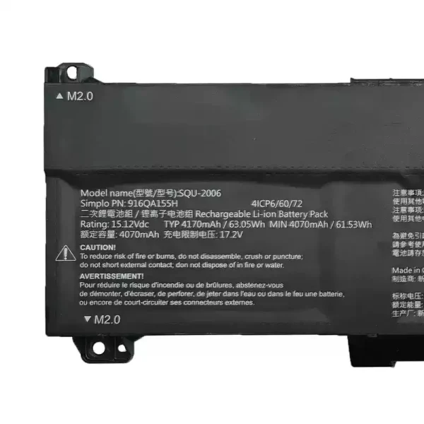 筆電 電池 適用於 SQU-2006 916QA155H：圖片 3