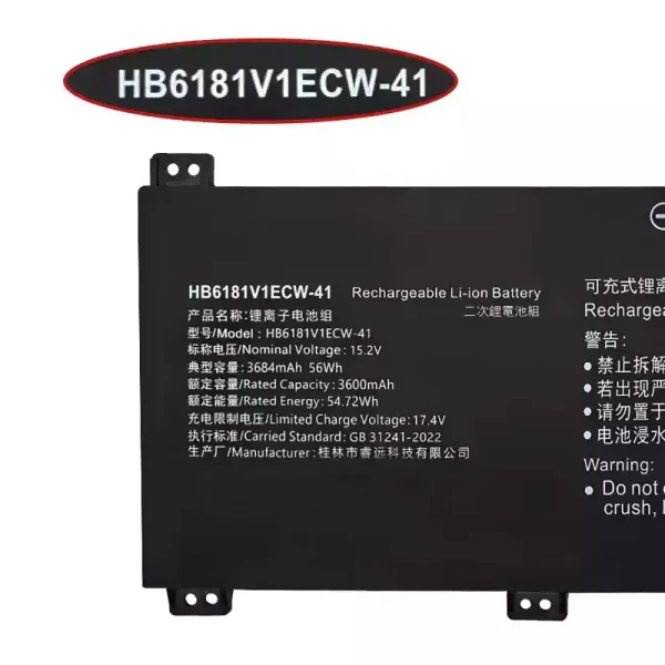 筆電 電池 適用於 [HUAWEI]華為 HB6181V1ECW-41：圖片 3
