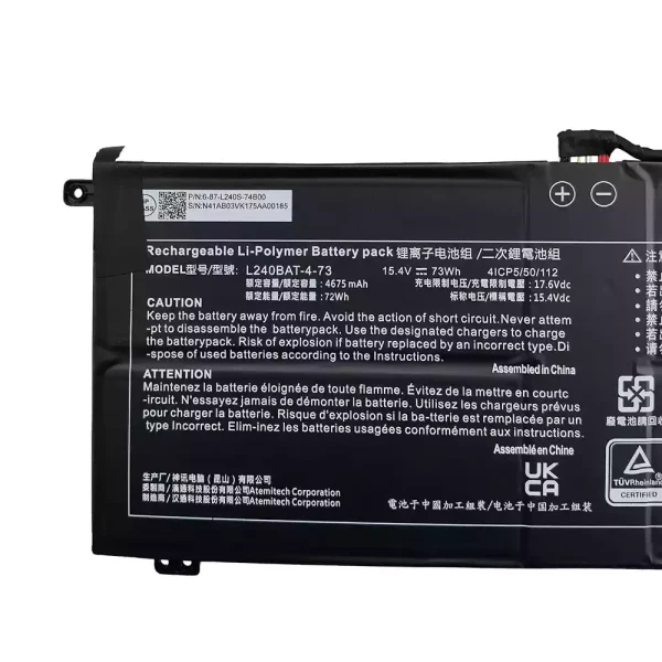 筆電 電池 適用於 L240BAT-4-73：圖片 3