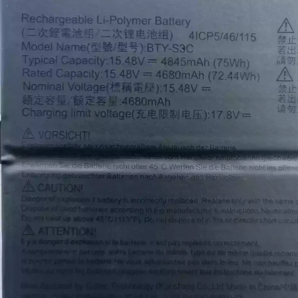 筆電 電池 適用於 MSI BTY-S3C：圖片 3