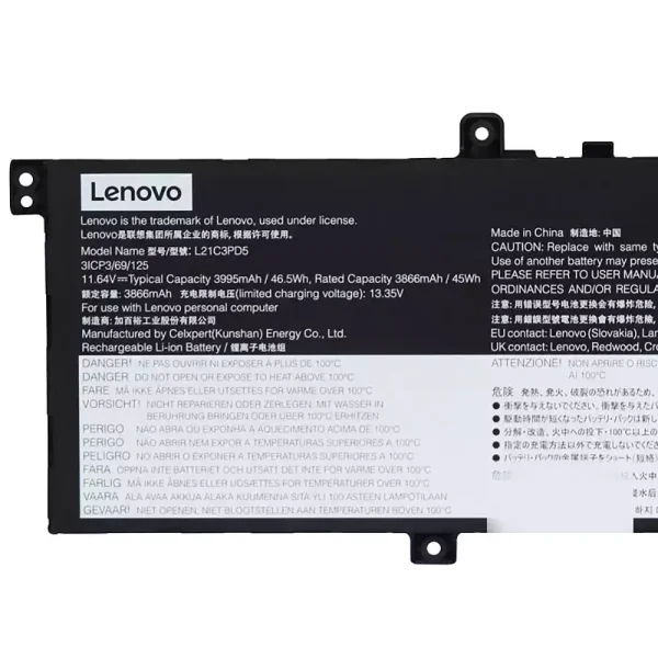 筆電 電池 適用於 [LENOVO]聯想 L21C3PD5 L21L3PD5 L21M3PD5：圖片 3