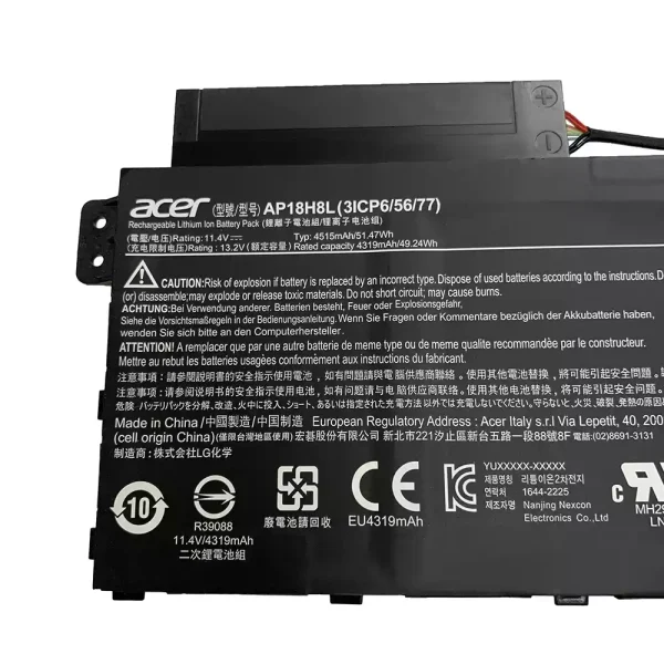 筆電 電池 適用於 [ACER]宏基 AP18H18L：圖片 2
