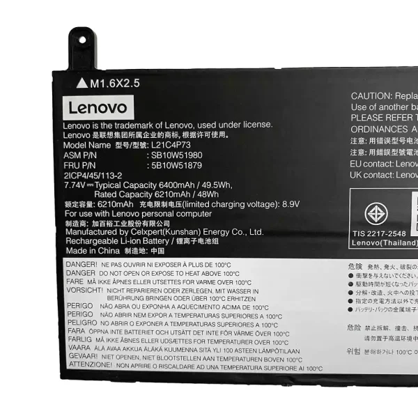 筆電 電池 適用於 [LENOVO]聯想 L21M4P73 L21C4P73：圖片 2