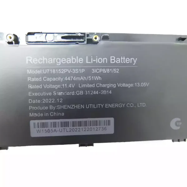 筆電 電池 適用於 U718152PV-3S1P：圖片 2