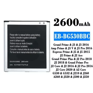 電池 EB-BG530BBC 適用於 Samsung J3/J3 2016/J3 V/J3 Pro 2016/J5/J5 2015/J2 Ace/J2 Pro 2018/J2 2018/J2 Core/J2 2016/J2 Pro 2016/J2 Core 2020/A2 Core