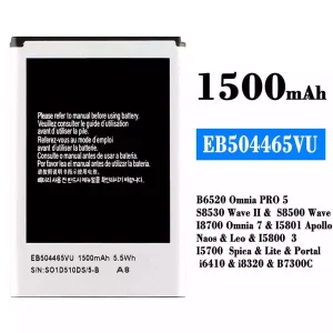 電池 EB504465VU 適用於 Samsung B6520 Omnia PRO 5/S8530 Wave /S8500 Wave 2