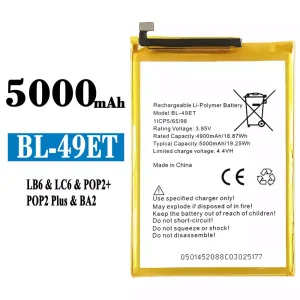 電池 BL-49ET 適用於 Tecno LB6 / LC6 / POP2+ / POP2 Plus /BA2