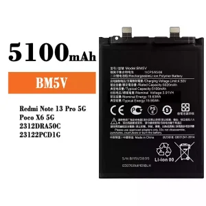 電池 BM5V 適用於 Xiaomi Redmi Note 13 Pro 5G / Poco X6 5G