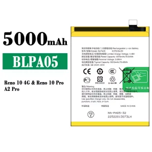 電池 BLPA05 適用於 OPPO Reno 10 4G / Reno 10 Pro / A2 Pro