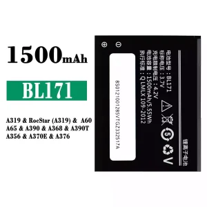 電池 BL171 適用於 Lenovo A319 / RocStar (A319) / A60 / A65 / A390 / A368 / A390T / A356 / A370E / A376