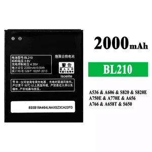 電池 BL210 適用於 Lenovo A536/A606/S820/S820E/A750E/A770E/A656/A766/A658T/S650
