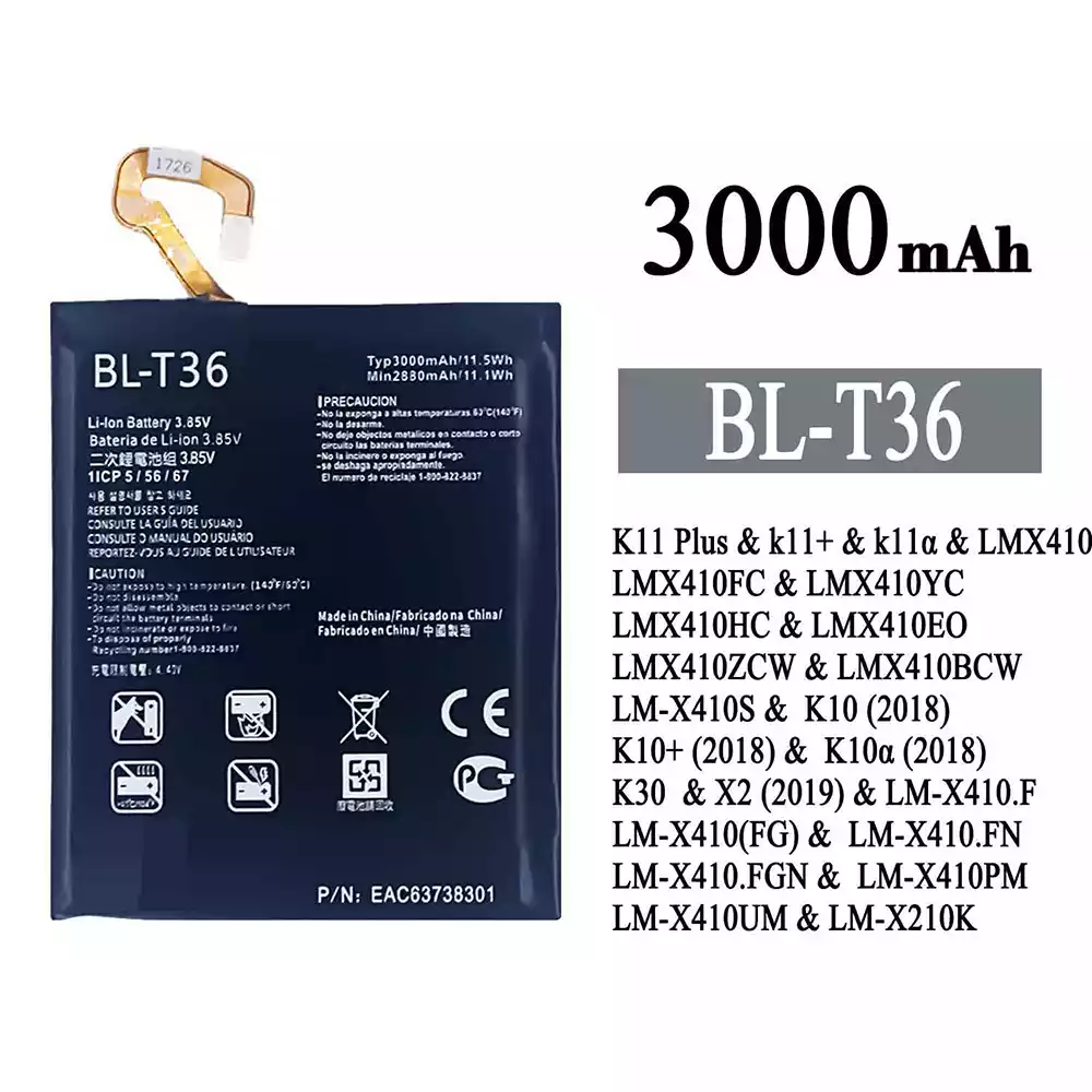 電池 BL-T36 適用於 LG K11 Plus /K10 / K10+