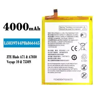 電池 Li3839T44P8h866445 適用於 ZTE Blade A71