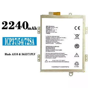 電池 ICP37/54/72SA 適用於 ZTE A310