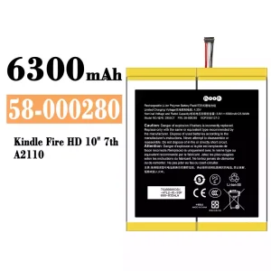 電池 58-000280 適用於 Amazon Kindle Fire HD 10" 7th/A2110