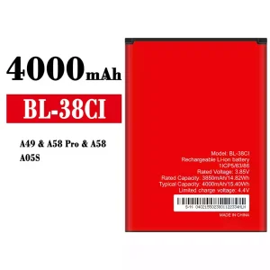 電池 BL-38CI 適用於 itel A49/A58 Pro/A58/A05S