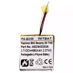 耳機電池適用於 B&O B'eoplay E8, Be'oplay E8 TWS Case,AEC643333A